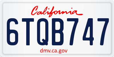 CA license plate 6TQB747