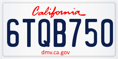 CA license plate 6TQB750