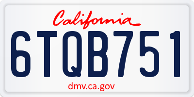 CA license plate 6TQB751