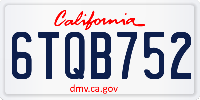 CA license plate 6TQB752