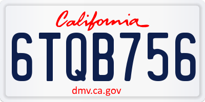 CA license plate 6TQB756