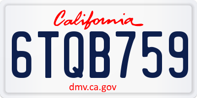 CA license plate 6TQB759