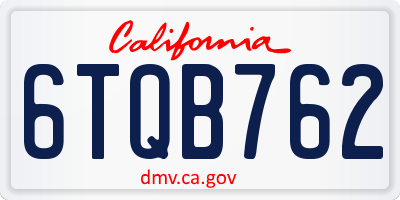 CA license plate 6TQB762