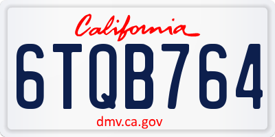 CA license plate 6TQB764