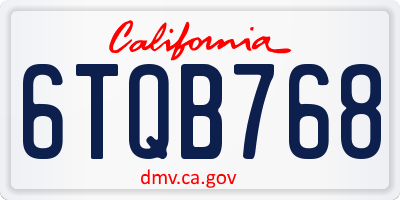 CA license plate 6TQB768