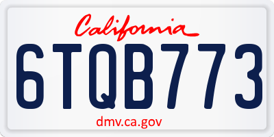 CA license plate 6TQB773