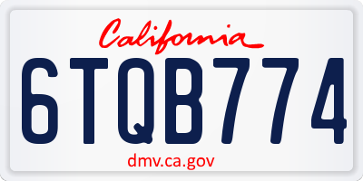 CA license plate 6TQB774