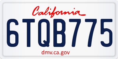 CA license plate 6TQB775