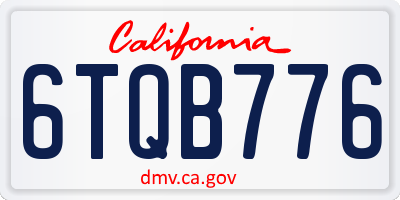 CA license plate 6TQB776