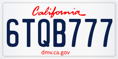 CA license plate 6TQB777