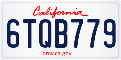 CA license plate 6TQB779