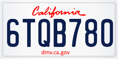 CA license plate 6TQB780