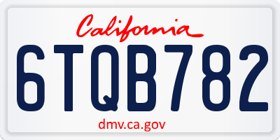 CA license plate 6TQB782