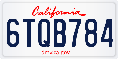 CA license plate 6TQB784