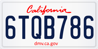 CA license plate 6TQB786