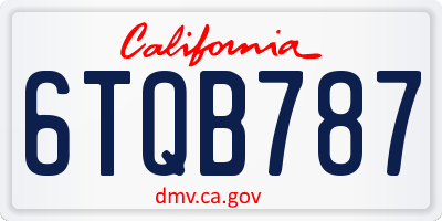 CA license plate 6TQB787