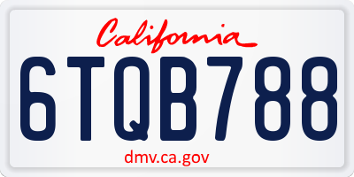 CA license plate 6TQB788