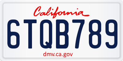 CA license plate 6TQB789