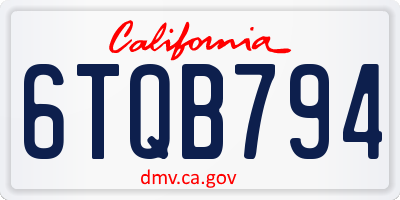 CA license plate 6TQB794