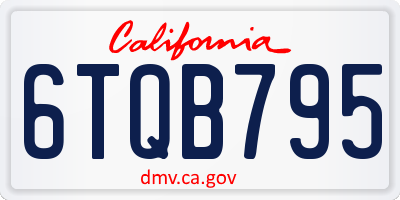 CA license plate 6TQB795