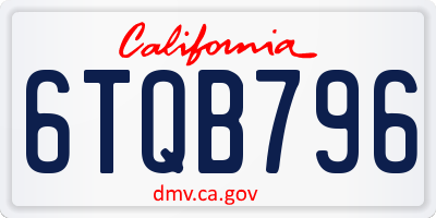 CA license plate 6TQB796