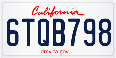 CA license plate 6TQB798