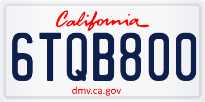 CA license plate 6TQB800