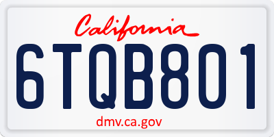 CA license plate 6TQB801