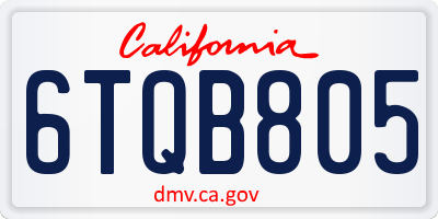 CA license plate 6TQB805