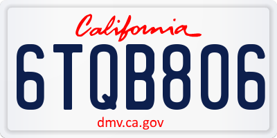 CA license plate 6TQB806
