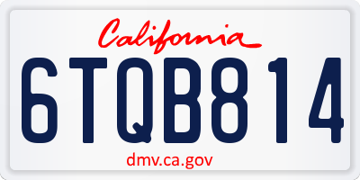 CA license plate 6TQB814