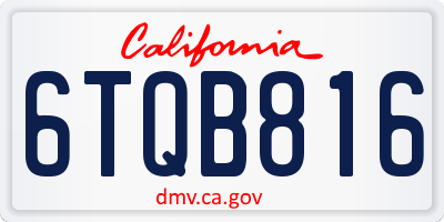 CA license plate 6TQB816