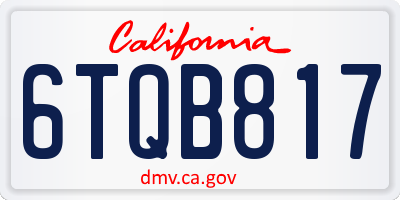 CA license plate 6TQB817