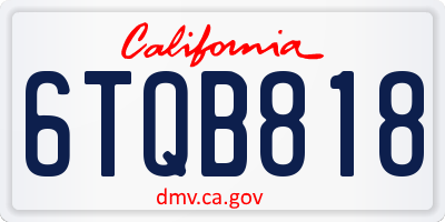 CA license plate 6TQB818