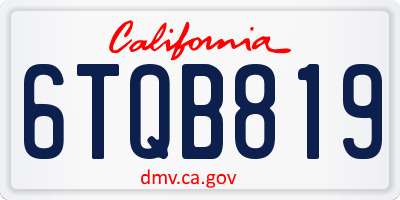 CA license plate 6TQB819