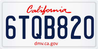 CA license plate 6TQB820