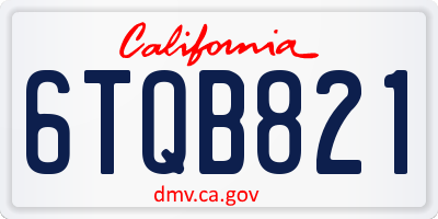 CA license plate 6TQB821