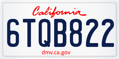 CA license plate 6TQB822