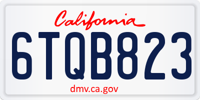 CA license plate 6TQB823