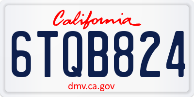 CA license plate 6TQB824