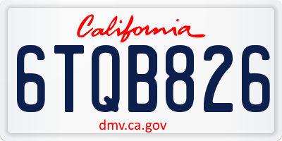 CA license plate 6TQB826