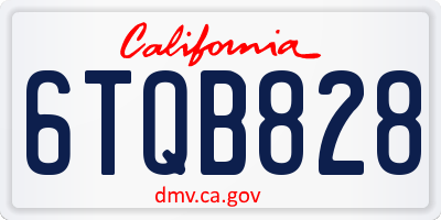 CA license plate 6TQB828