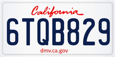 CA license plate 6TQB829