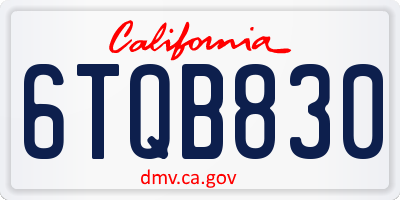 CA license plate 6TQB830