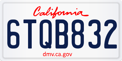 CA license plate 6TQB832