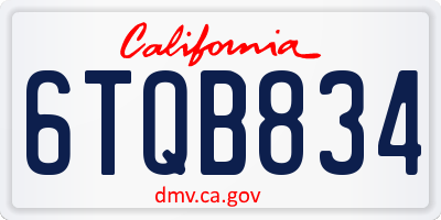 CA license plate 6TQB834