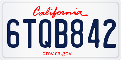 CA license plate 6TQB842