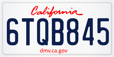 CA license plate 6TQB845