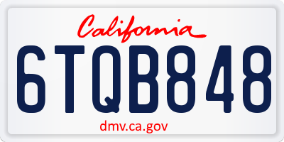 CA license plate 6TQB848