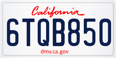 CA license plate 6TQB850